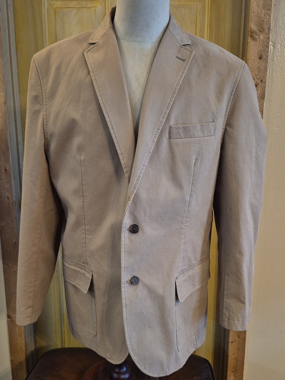 Cremieux Classics Mens 100% Cotton Khaki Jacket Sports Coat XL 2 Button Closure